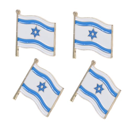 NIYANGLE 4 STÜCKE Israel Flaggen Anstecknadel Metall Wellen Design Patriotic Revers Pin für Kleidung Taschen Hüte Herren Zubehör von NIYANGLE