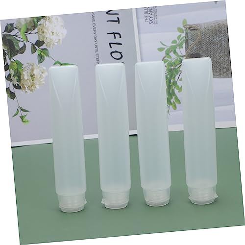 NIYANGLE 4 STÜCKE Teiliges Reise Kosmetik Quetschflaschen aus Umweltfreundlichem Pe PP Nachfüllbare Weiße Tube Behälter für Shampoo Duschgel Gesichtsreiniger Handcreme Auslaufsicher und von NIYANGLE