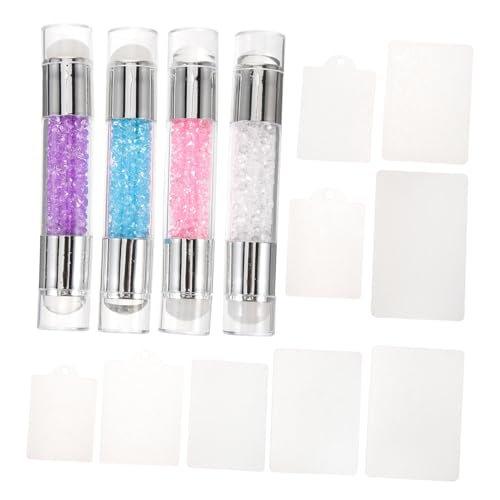 NIYANGLE 4 Sätze Doppelseitiges Nagelkunst Stempelset Teiliges Set mit Silikon Stempel und Schaber für Kreative Nageldesigns für Zuhause und Nagelstudios Langlebig und Einfach zu Bedienen von NIYANGLE