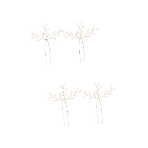 NIYANGLE 4 Stck Handgefertigte Teilig Perlen Haarnadeln Brautschmuck Hochzeit Haarstecker Goldfarben für Braut und Brautjungfer Eleganter Haarschmuck Festlich Einfach zu Befestigen von NIYANGLE