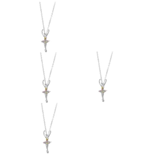 NIYANGLE 4 Stück Ballett Mädchen Halskette mit Funkelndem Kristallanhänger Leichtes Schmuckstück für Damen und Mädchen Zarte Clavicle Kette Eleganter Balletttänzer Anhänger Vielseitig von NIYANGLE