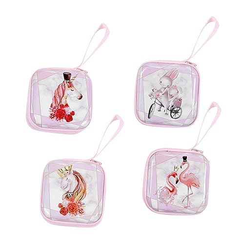 NIYANGLE 4stücke Einhorn Münzbeutel Bunte Cartoon Geldbörse Für Junge Mädchen Kleine Organizer Tasche Für Schlüssel Kopfhörer Und Kleingeld Leicht Und Praktisch von NIYANGLE