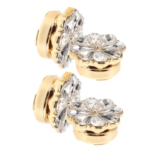 NIYANGLE 4 Stück Elegante Manschettenknöpfe für Damen mit Strahlenden Strass blumen Langlebige Legierung Modische Knopfabdeckungen für Hemden und Kleider Geeignet für Formelle und Freizeit von NIYANGLE