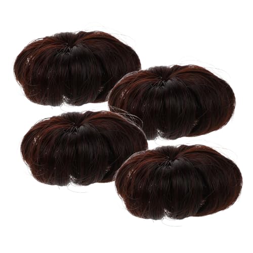 NIYANGLE 4 Stück Haarschmuck-Set für Mädchen Haarzubehör Haar-Donut-Brötchen gefälschter Haarknoten Haarschmuck für Frauen Hochzeit Klauenhaarbrötchen hair donut Metall Kaffee von NIYANGLE