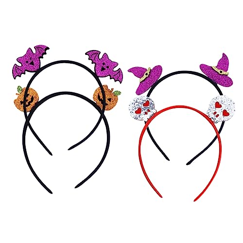 NIYANGLE 4 Stück Halloween Haarreif Teiliges mit Glitzer Ohrdesigns aus Künstlichem Langlebiger Kopfschmuck für Partydekoration Foto Requisiten und Gruselige Festtagsstimmung von NIYANGLE
