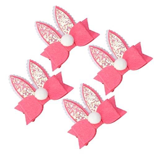 NIYANGLE 4 Stück Hasenohr Haarspangen Mit Schleife Für Kinder Osterkopfschmuck Zarte Haarnadeln Rosa Festliche Haarschmuck Für Mädchen von NIYANGLE