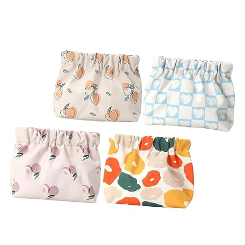 NIYANGLE 4 Stück Kleine Kosmetiktaschen Mini Make Up Taschen für Handtasche Wasserdichtes Organizer mit Praktischem Design Aprikose für Lippenstift und Kleine Utensilien von NIYANGLE