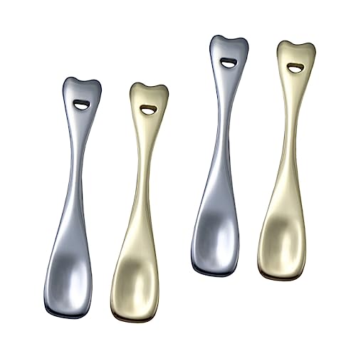 NIYANGLE 4 Stück Kosmetikspatel aus Zinklegierung Praktische Gesichtscreme Löffel für Hautpflege und Maskenanwendungen Wiederverwendbar Gold und Silber von NIYANGLE