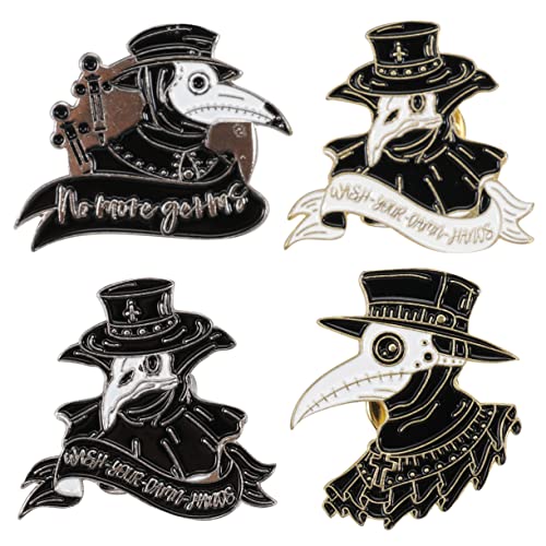 NIYANGLE 4 Stück Krähe Brosche brünieren punkies Tier Brosche Tiermotiv Brosche dur-schmuck gotisch Krähe-Emaille-Stifte Dampfpunk Schnabel Kleiderdekoration Kostümschmuck Legierung Black von NIYANGLE