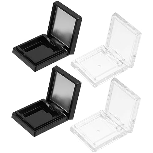 NIYANGLE 4 Stück Leere Lidschattenbox DIY Kosmetikbehälter für Lidschatten und Puder Schwarz und Transparent für Reisen und Tägliche Nutzung für Make Up Artists und von NIYANGLE