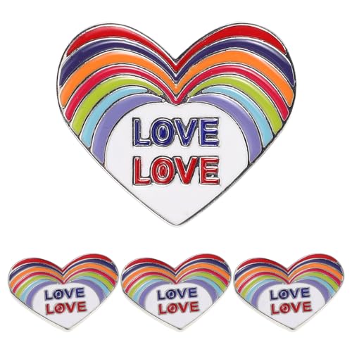 NIYANGLE 4 Stück Metall-Pride-Pins – LGBT-Emaille-Regenbogen-Pins – Herz-Regenbogen-Brosche – Pride-Monats-Anstecker für schwule, lesbische und bisexuelle Accessoires von NIYANGLE