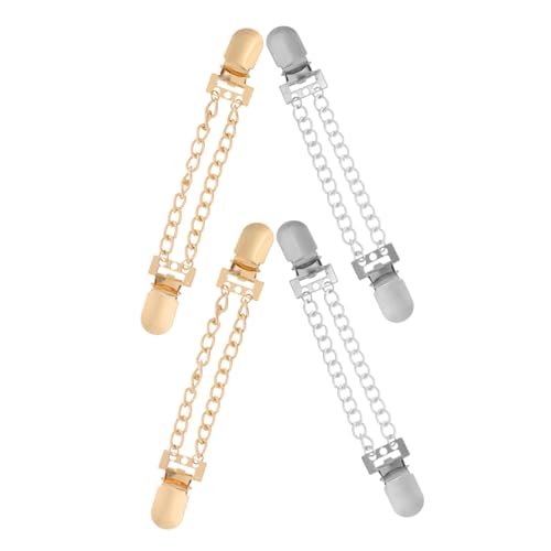 NIYANGLE 4 Stück Metallic Cardigan Clips mit Kette Zuverlässige Pullover Schalhalter für Damen Kompakter Shawl Verschluss zur Kleider Taillenakzentuierung Stilvolles Accessoire für von NIYANGLE