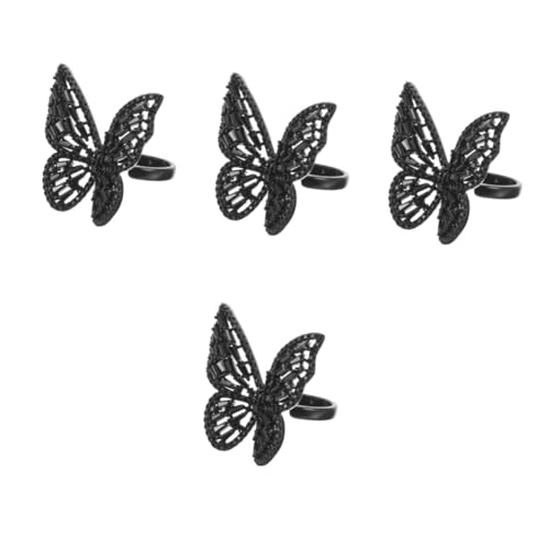 NIYANGLE 4 Stück Offener Ring mit Super-Fee-Zirkon-Schmetterling Schmetterlinge aura lichtring weihnachstsgeschenk damenringe Cocktailring Ring Ringe für Frauen Legierung Black NIYANGLE 4 Stück Offener Ring mit Super-Fee-Zirkon-Schmetterling Schmetterlinge aura lichtring weihnachstsgeschenk damenringe Cocktailring Ring Ringe für Frauen Legierung Black von NIYANGLE