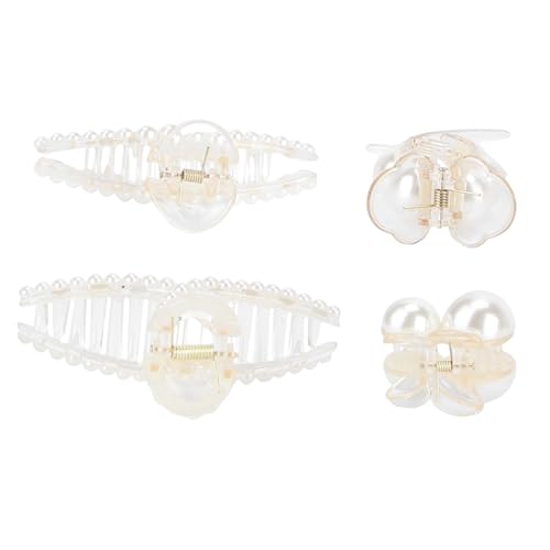 NIYANGLE 4 Stück Perlen-Seiten Clip Dekorative Haarclip Seitenhaarklammern Clips Styling Haarschmuck Perlenclip aus Acryl Dekorative Haarnadel seitliche Haarspangen von NIYANGLE