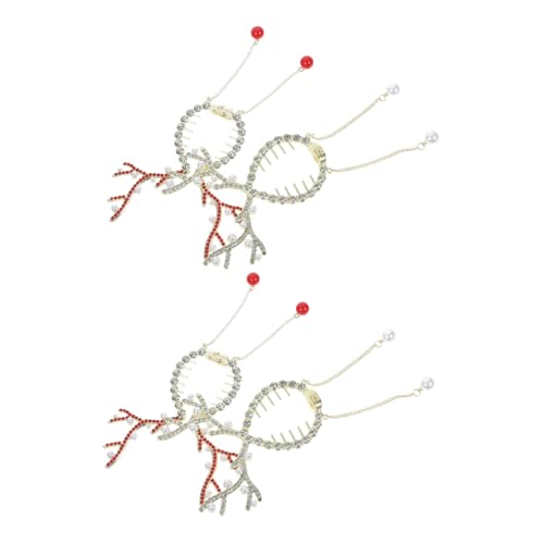 NIYANGLE 4 Stück Rentier Haarspangen Für Damen Haarknoten Rentier Haarspangen Weihnachts Haarstyling Zubehör Weihnachtsgeweih Haarspange Clips Für Damen Neujahrs Haarstyling von NIYANGLE