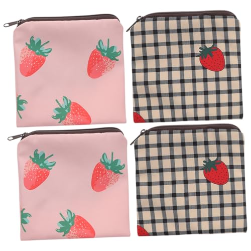 NIYANGLE 4 Stück Sanitäre Binden Aufbewahrungstasche wasserdichte Organizer für Damenbinden mit Reißverschluss Süßes Design für Reisen und Täglichen Gebrauch von NIYANGLE