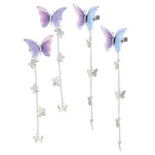 NIYANGLE 4stücke Haarklammern Mit Schmetterlingsdesign Und Quasten Haarspangen Für Mädchen Haaraccessoires Für Hochzeiten Und Partys von NIYANGLE