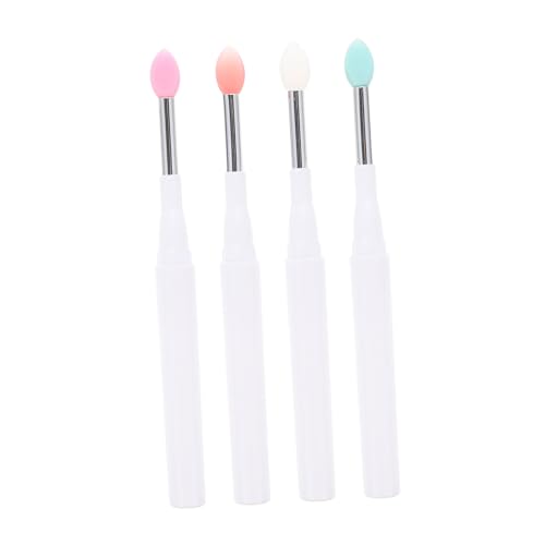 NIYANGLE 4 Stück Silikon Lippenpinsel mit Staubschutz Make Up Pinsel für Lippenstift und Lidschatten für Präzise Anwendung und Farbverlauf Geeignet für Frauen von NIYANGLE