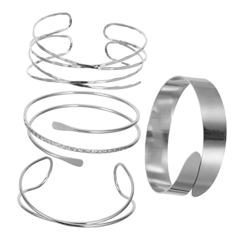 NIYANGLE 4stücke Geometrisches Armband Mit Spiral-design Verstellbares Armband Für Damen Modische Armschmuckmanschetten Unregelmäßiges Armbandband Für Frauen Und Mädchen von NIYANGLE