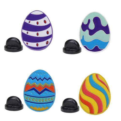 NIYANGLE 4 Stück Teiliges Bunte Dino ei Broschen Cartoon Anstecknadeln aus Legierung für Mädchen Studenten Modische Brustnadeln zum Kleidung Dekorieren von NIYANGLE