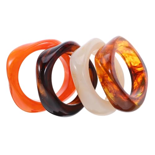 NIYANGLE 4 Stück Teiliges Chunky Bangles aus Acryl Unregelmäßige Geometrische Armreifen im Punk-stil für Damen Farbige Halbtransparente Cuff-armbänder für Festivals Partys und Alltag von NIYANGLE