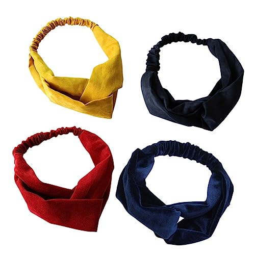 NIYANGLE 4 Stück Teiliges Elastische Stirnbänder für Damen Farbige Haarbänder für Yoga Sport und Gelb Rot Blau Schwarz Modisches Haaraccessoire für Jede Gelegenheit von NIYANGLE
