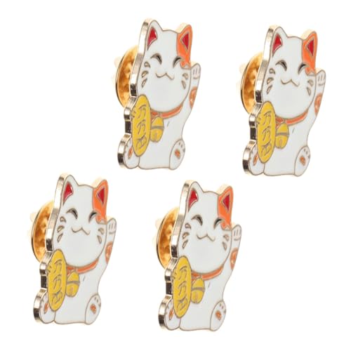 NIYANGLE 4stücke Katzen-anstecknadeln Cartoon-tier-brosche Mit Japanischer Glückskatze-design Schmuck-anstecker Für Hüte Taschen Kleidung Rucksäcke Accessoires von NIYANGLE