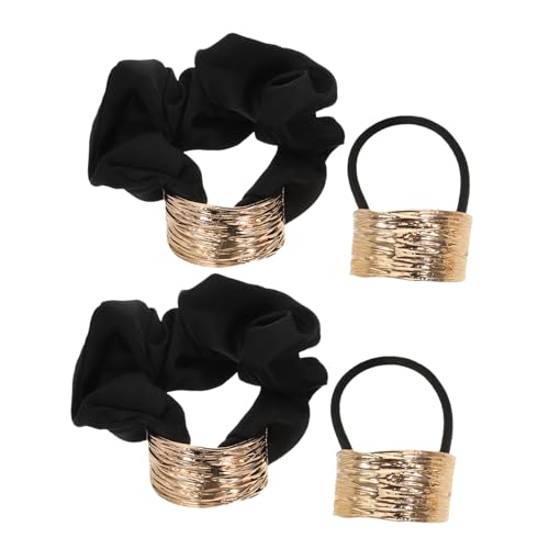 NIYANGLE 4 Stück Teiliges Metall Haarband Cuff Elastischer Geometrischer Pferdeschwanzhalter mit Stoff Langlebig und Leicht Minimalistisches Design für Damen und Mädchen Geeignet für Alltag von NIYANGLE