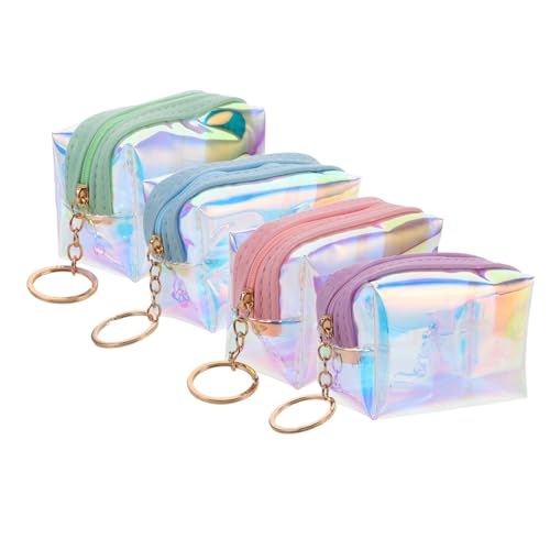 NIYANGLE 4stücke Münzportemonnaie Mit Herzmuster Kleiner Geldbeutel Als Schlüsselanhänger Mini-Tasche Aus Material Für Damen Und Mädchen Leicht Und Praktisch Für Kleingeld von NIYANGLE