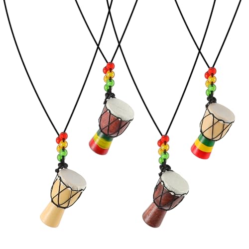 NIYANGLE 4 Stück Teiliges Mini Trommel Anhänger Kreative Handgefertigte Halskette Einzigartiger Dekor Langlebiger Schmuck für Frauen als Reisesouvenir und Modisches Accessoire von NIYANGLE