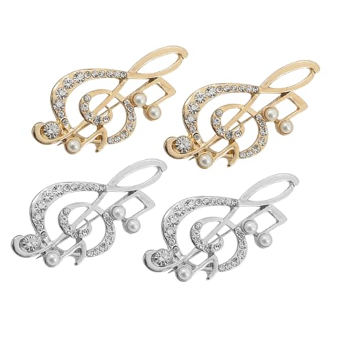 NIYANGLE 4stücke Musiknoten-anstecknadel Mit Strass Für Revers Schals Pullover Anzüge Kleider Hemden Accessoires Broschen von NIYANGLE