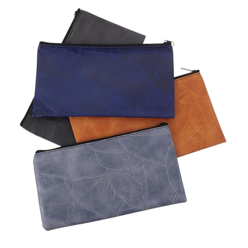 NIYANGLE 4stücke Bankeinzahlungsbeutel Mit Reißverschluss Geldbeutel Aus Pu-reißverschluss Rechteckige Geldbörse Für Schecks Rechnungen Kleine Utensilien von NIYANGLE