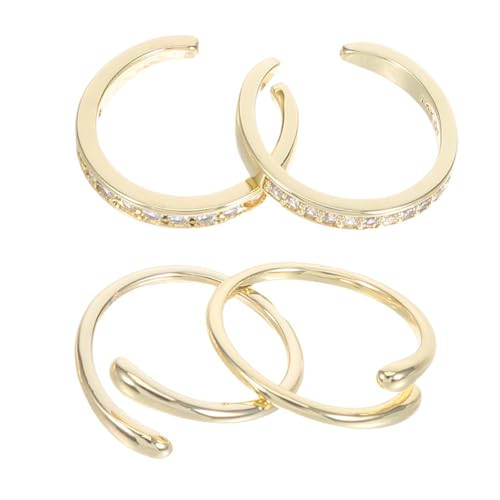 NIYANGLE 4 Stück Teiliges Set Verstellbare Offene Zehenringe für Frauen mit Funkelnden Strasssteinen Leichter Boho-fußschmuck für Sommer Strandurlaub Vielseitig Anpassbar und Angenehm zu von NIYANGLE