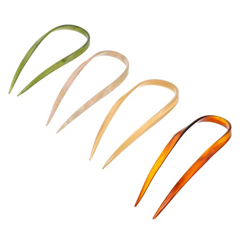 NIYANGLE 4 Stück Teiliges U Förmige Haarnadeln im Retro Stil Französische Haarnadeln für Damen Haarspangen in Grün Marmor und Schildpatt Einfaches Styling für Dutt und Hochsteckfrisuren von NIYANGLE