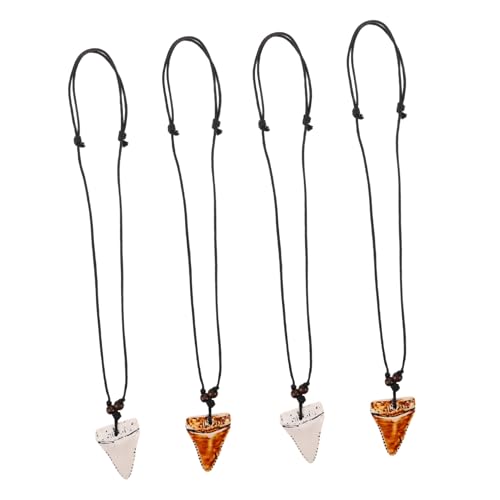 NIYANGLE 4 Stück Verstellbare Zahn Halskette für Herren Tropischer Surfer Schmuck Künstlerisch Gefertigter Knochen-anhänger Symbol für Abenteuer und Freiheit als Reiseerinnerung von NIYANGLE