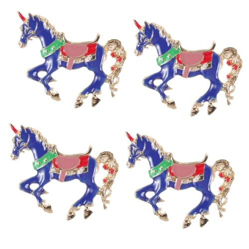 NIYANGLE 4 Stück Vintage Pferde-brosche Anstecknadel Pin für Kleidung und Rucksack Dekorative Kleine Tierbrosche mit Sicherem Verschluss Modisches Accessoire für Jacken Hüte und Outfits von NIYANGLE