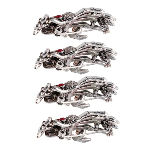 NIYANGLE 4 Stück Vintage Punk Broschen Handförmige Anstecknadeln Legierung mit Strass für Damen und Herren Robuste Auffällige Pins für Kleider Anzüge und Pullover bei Partys und Alltag von NIYANGLE
