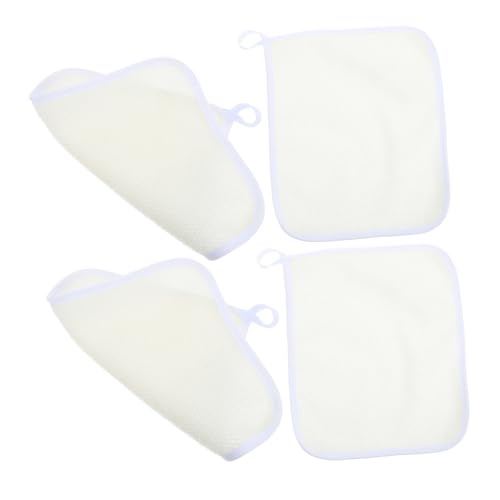 NIYANGLE 4stücke Doppelseitige Peeling-waschlappen Für Dusche Körper Und Gesicht Schrubbertücher Sanft Gewebte Badetücher Für Männer Und Frauen Beige von NIYANGLE