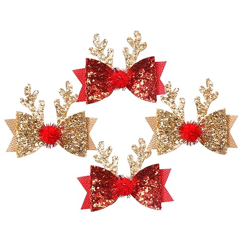 NIYANGLE 4 Stück Weihnachts Haarspangen mit Glitzer und Geweih Stylische Haarclips für Mädchen für Festliche Anlässe und Tägliches Tragen von NIYANGLE