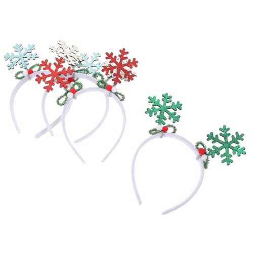 NIYANGLE 4stücke Schneeflocken-stirnband Für Winterfeiern Glitzernde Haarspangen-accessoires Festliche Kopfbedeckung Mit Schneeflocken-design Weihnachts-party-schmuck Für Frauen Und von NIYANGLE