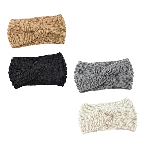 NIYANGLE 4stücke Weiches Strick-haarband Für Damen Breiter Rand Handgefertigtes Ohrenschutz-haarband Winter-warmhalteband Atmungsaktiv Und Rutschfest Teiliges Camel von NIYANGLE