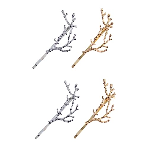 NIYANGLE 4 Stücke Haarnadeln Blattform Haarspangen Für Frauen Stilvolles Haarschmuck Satz Modische Haaraccessoires Für Hochzeiten Und Partys Langlebig Und Bruchfest Gold Und Silber von NIYANGLE