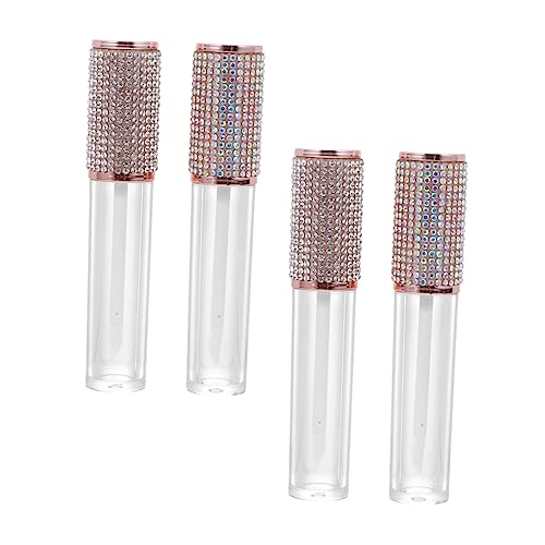 NIYANGLE 4 Stücke Leere Diy Lippengloss Tuben mit Strass Patch Nachfüllbare Lippenglanzflaschen für Flüssigglasuren für Reisen und Täglichen Gebrauch von NIYANGLE