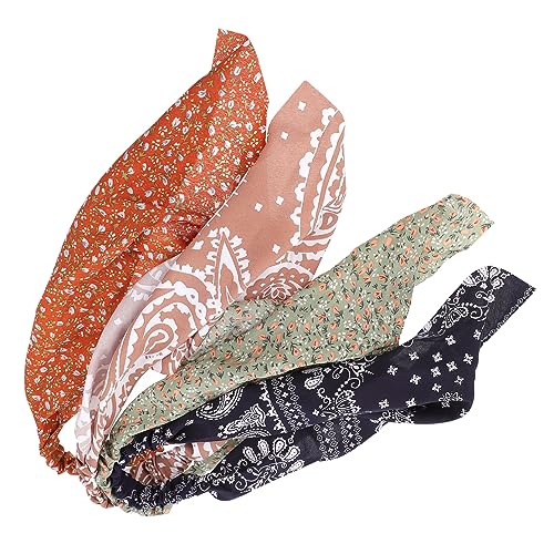 NIYANGLE 4stücke Dekorative Haarschals Für Damen Elastische Haarbänder Haarschmuck Stirnbänder Gemischter Stil von NIYANGLE
