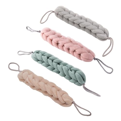 NIYANGLE 4stücke Badetuch Aus Längs-streifen-material Für Körperhautreinigung Duschtuch Mit Schaumerzeugung Bequemes Handtuch Zum Zusammenfalten Und Mitnehmen von NIYANGLE