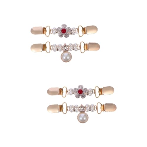 NIYANGLE 4stücke Modische Sweater Clips Aus Legierung Mit Funkelnden Strasssteinen Vielseitige Cardigan Clips Für Schals Und Pullover Goldenes Design Für Eleganten Look von NIYANGLE