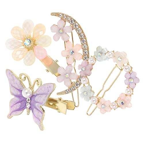 NIYANGLE 4stücke Damen Haarklammern Mit Blumen Und Schmetterlingsdesign Funkelnde Strass-haarspangen Für Verschiedene Frisuren Als Haarschmuck Für Besondere Anlässe von NIYANGLE