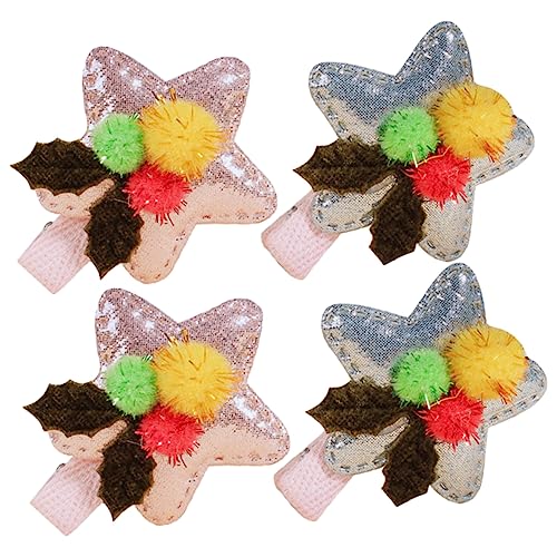 NIYANGLE 4stücke Teiliges Fünfzackstern Haarklammern Für Süße Haarspangen Mit Weihnachtsdesign Haarzubehör Für Mädchen Um Jeden Look Zu Vervollständigen von NIYANGLE