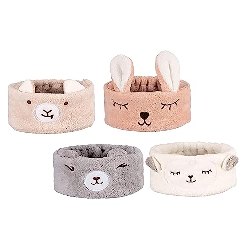 NIYANGLE 4stücke Waschen Gesicht Haar Bands Elastische Stirnbänder Für Spa Make-up Yoga Plüsch Haarschmuck Für Mädchen von NIYANGLE