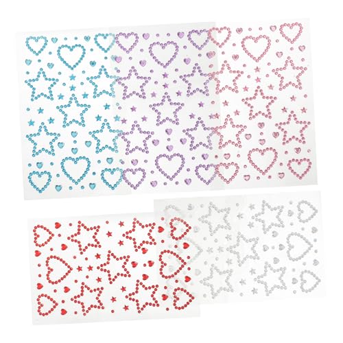 NIYANGLE 5 Blätter Bögen Selbstklebende Gesichtsglitzer Aufkleber Sternförmige Strasssteine mit Starker Klebkraft Vielseitige Gesichts Haarjuwelen für Festival-makeup DIY Scrapbooking und von NIYANGLE